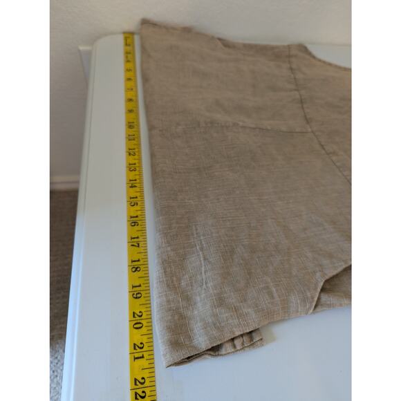 NWT Zenana Linen Blend Knot Brown Beige Overall Romper Shorts Women M Beachy - Picture 13 of 14